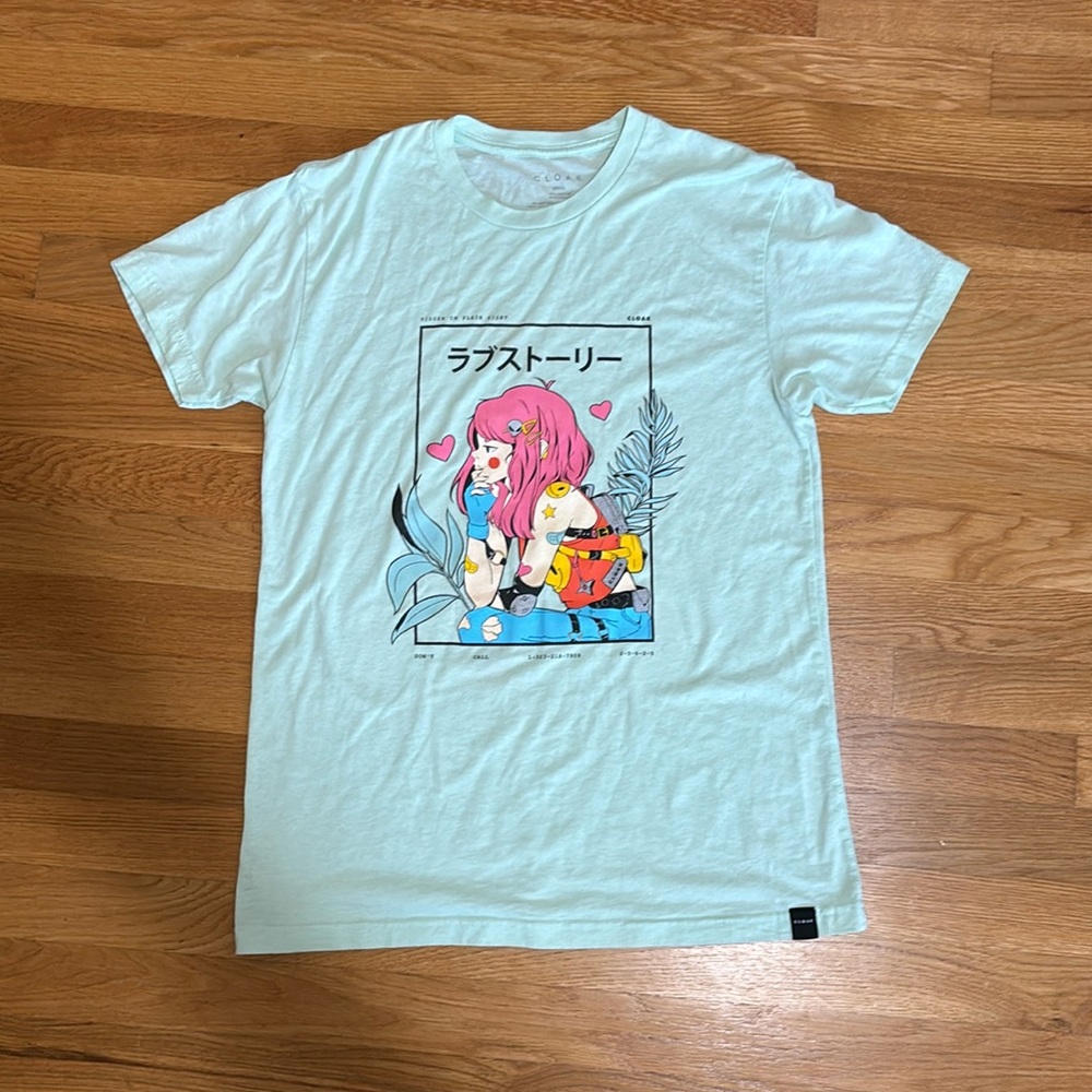 cloak brand unisex S lovestruck tee shirt in mist
